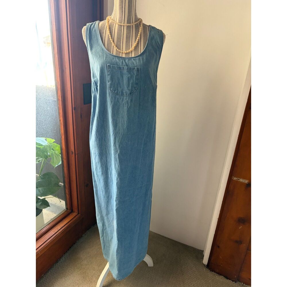Vintage Maxi Overall Dress Rare Plus Size Denim Y2K 80 Minimalist Grunge Casual